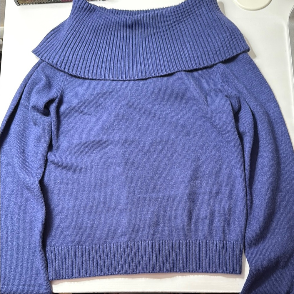 Blue Women's Off the Shoulder Sweater
